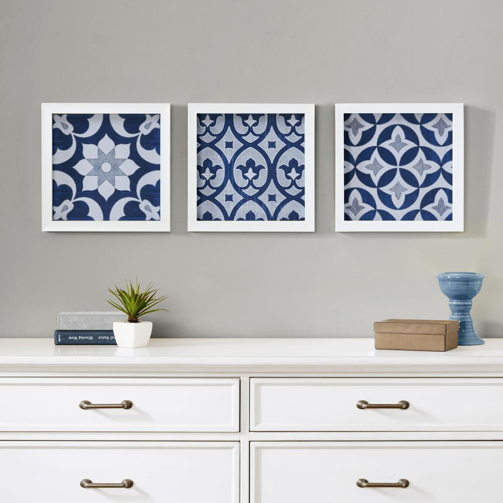 Distressed Navy Blue Medallion Wall Decor Set - 3 Pieces | Madison Park