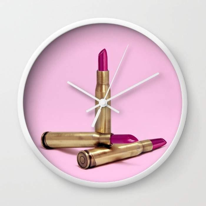 LIPSTICK BULLET Analog Wall Clock – Unique Design with High-Impact Crystal Face | Black & White Frames