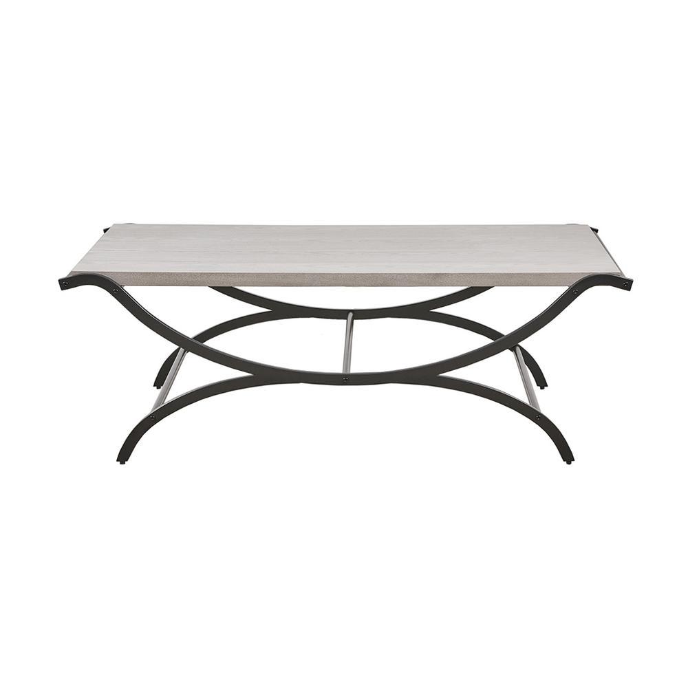 Modern White Coffee Table with Black Metal Base - INK+IVY Wilson | Sleek & Sophisticated Living Room Centerpiece