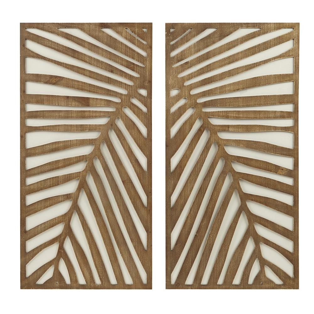 Madison Park Birch Palms Carved Wall Panel 2 Piece Set - Coastal Charm for Home Decor