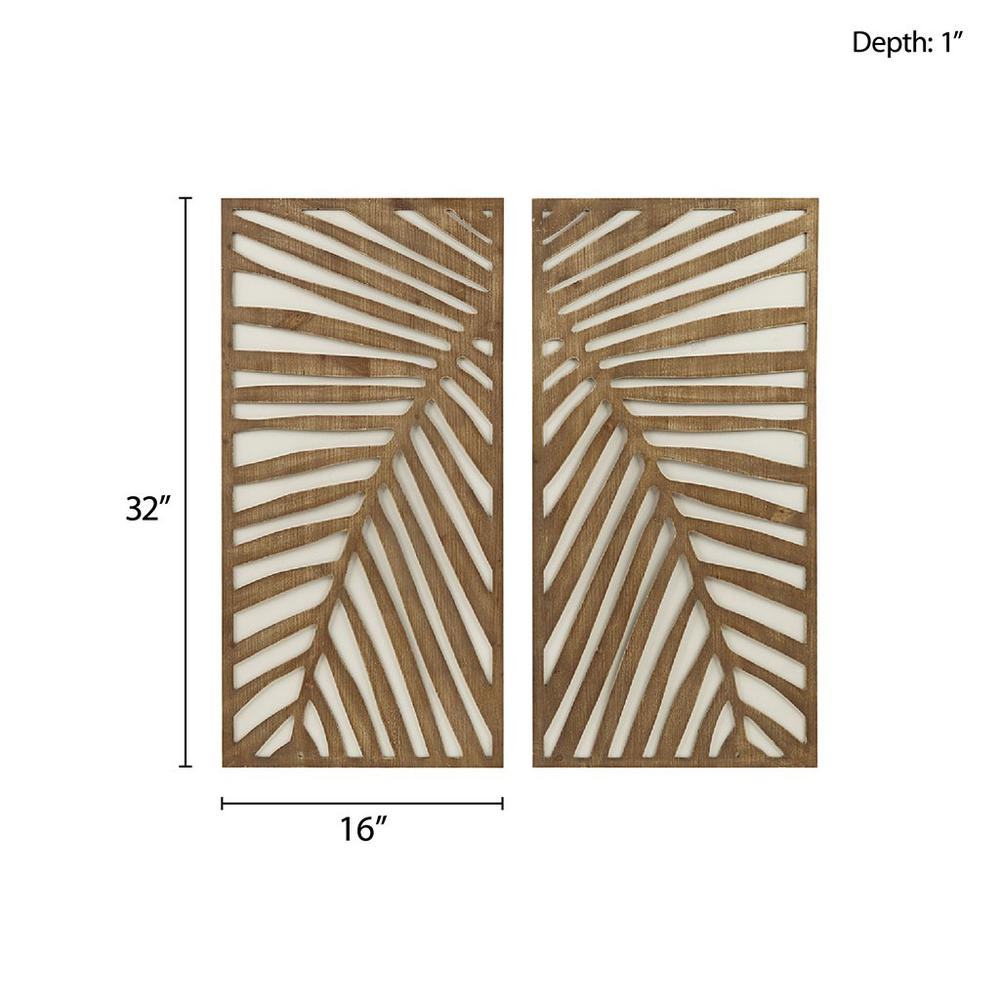 Madison Park Birch Palms Carved Wall Panel 2 Piece Set - Coastal Charm for Home Decor