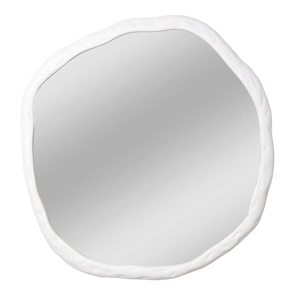 Foundry Large White Wall Mirror - Elegant Modern Accent for Home Décor