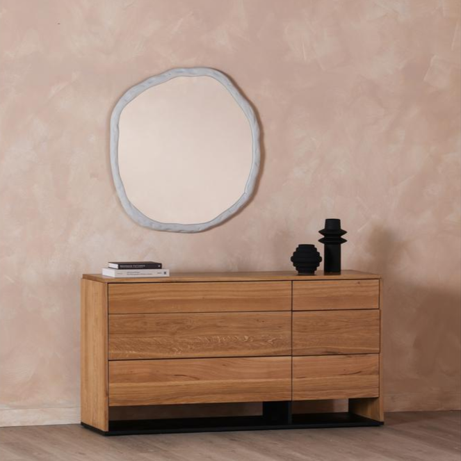 Foundry Large White Wall Mirror - Elegant Modern Accent for Home Décor