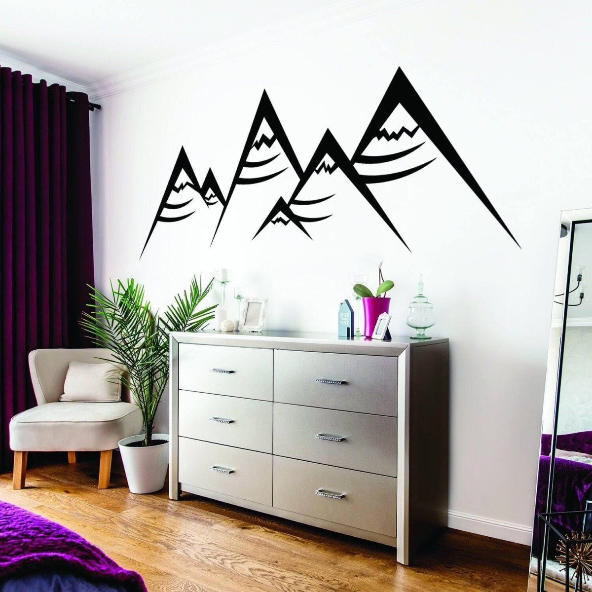 Boho Modern Geometric Peaks Vinyl Wall Decal - Stylish & Durable Interior Decor