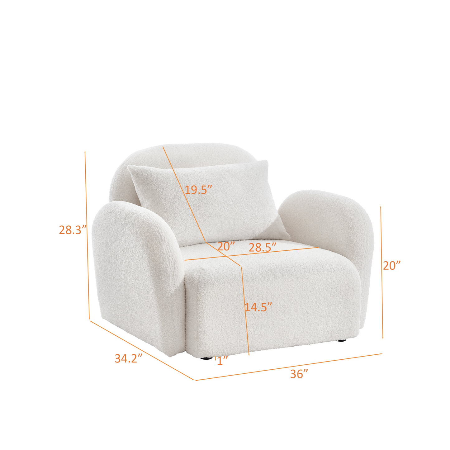 Cozy White Teddy Fabric Lazy Sofa Chair for Living Room - Stylish & Durable