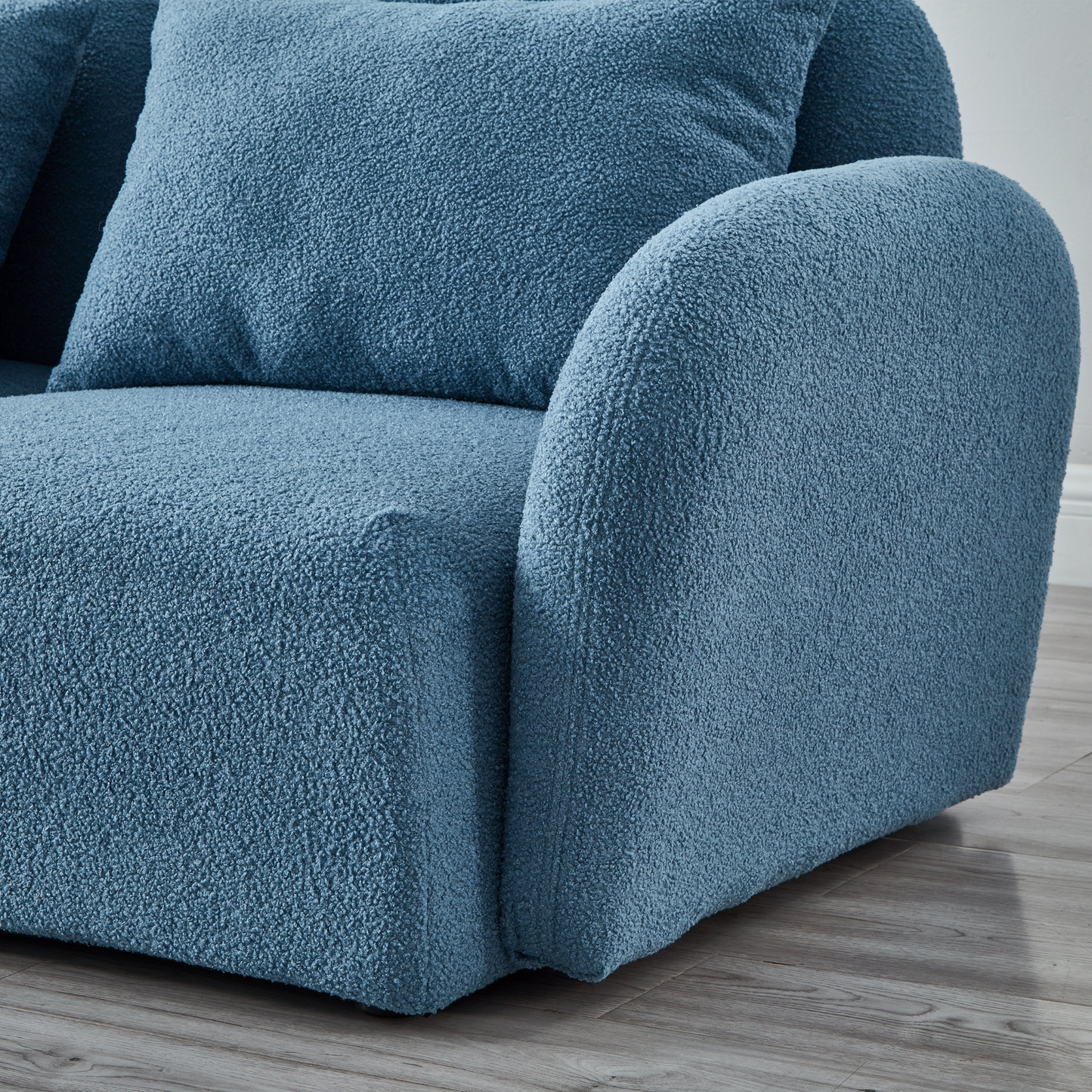 Stylish & Comfortable Teddy Fabric Blue Lazy Sofa Chair – Durable Living Room Furniture