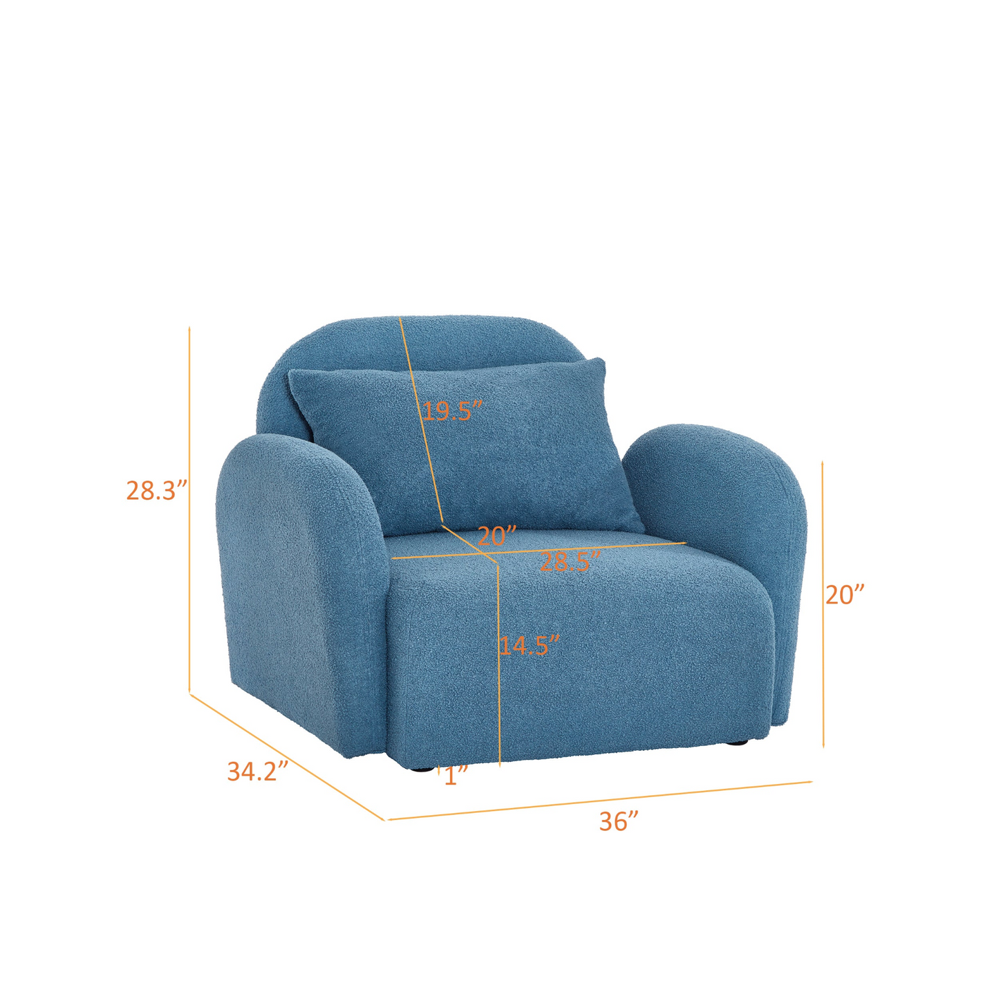 Stylish & Comfortable Teddy Fabric Blue Lazy Sofa Chair – Durable Living Room Furniture