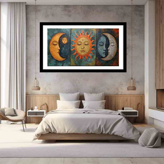 Sun Moon Framed Print - Premium Quality Art Print with Radiata Pine Wood Frame & Shatterproof Plexiglass