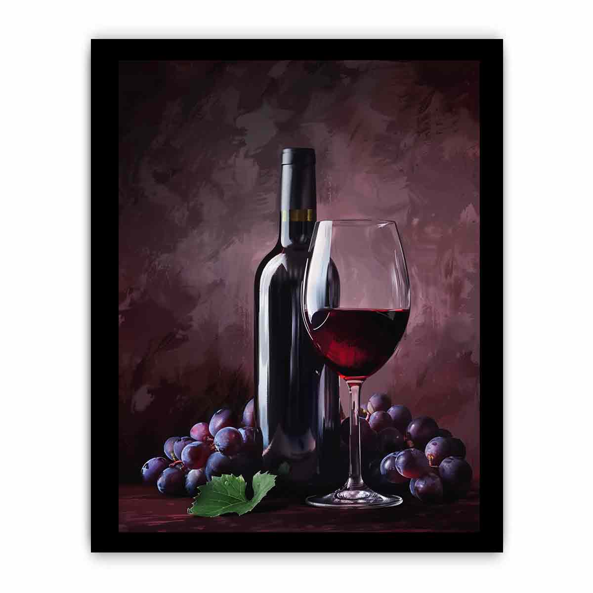 Elegant Red Wine Framed Print - Premium Archival Quality Art with Pine Wood Frame