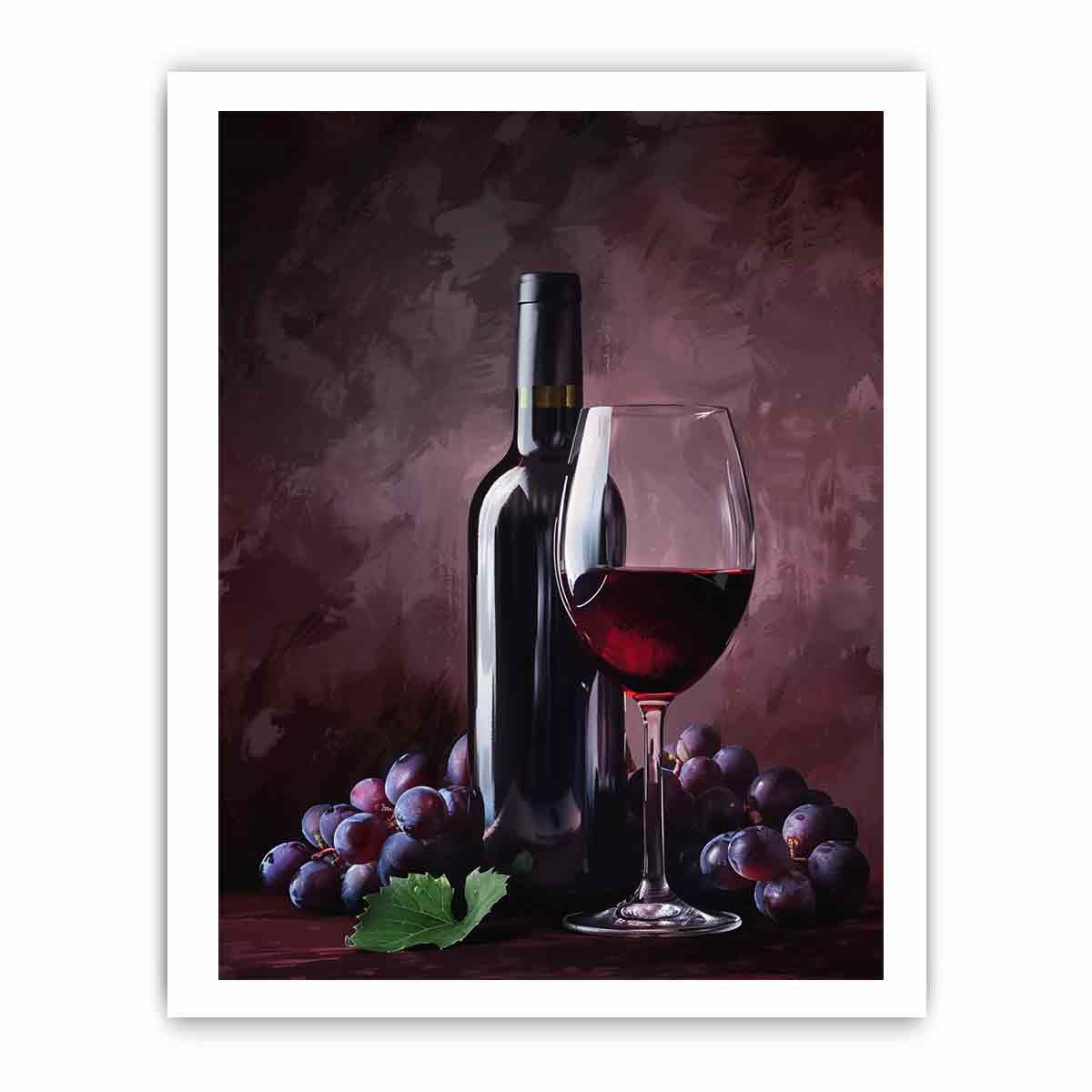 Elegant Red Wine Framed Print - Premium Archival Quality Art with Pine Wood Frame