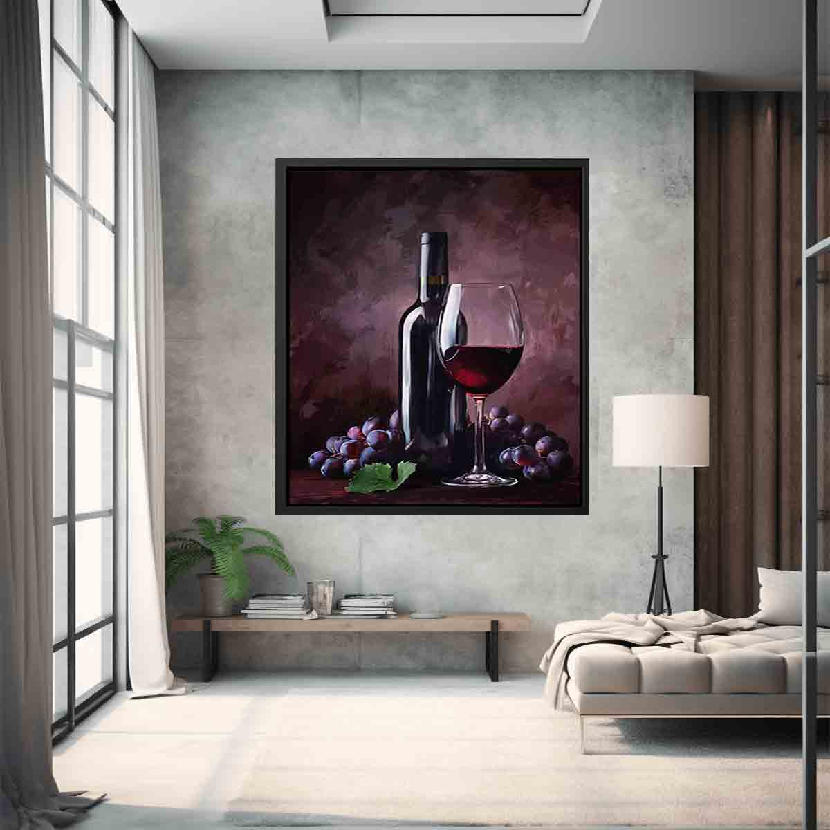 Elegant Red Wine Framed Print - Premium Archival Quality Art with Pine Wood Frame