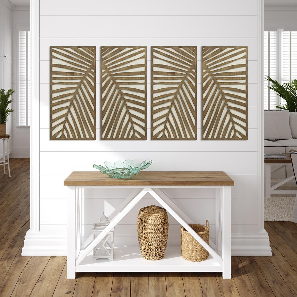 Madison Park Birch Palms Carved Wall Panel 2 Piece Set - Coastal Charm for Home Decor