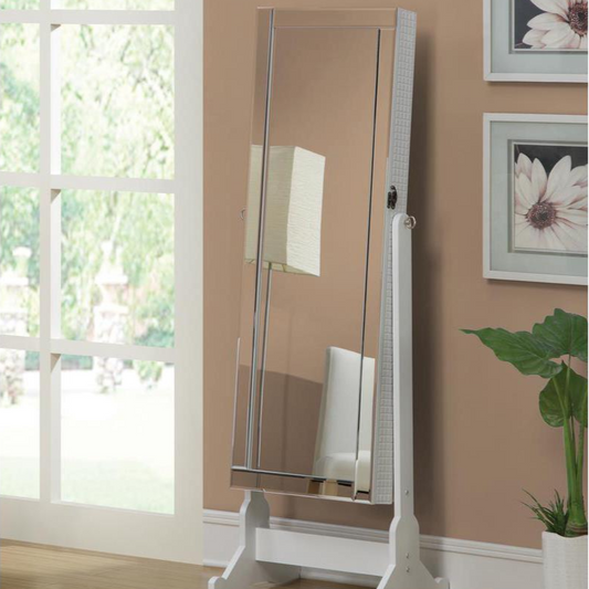 Zayas Full-Length Tilting White Mirror with Jewelry Organizer - Storage Jewelry Cheval Mirror