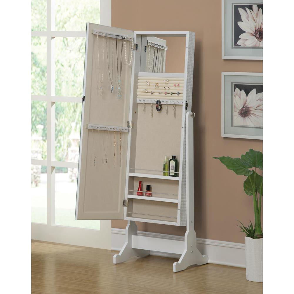 Zayas Full-Length Tilting White Mirror with Jewelry Organizer - Storage Jewelry Cheval Mirror