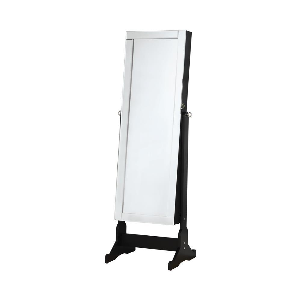 Cortez Black Cheval Mirror: Multi-Function Jewelry Storage with Full-Length Tilting Mirror