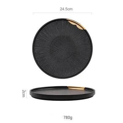 Moyu Plate - Elegant Japanese-Style Ceramic Serving Plate - Available in Small & Large Sizes, Black