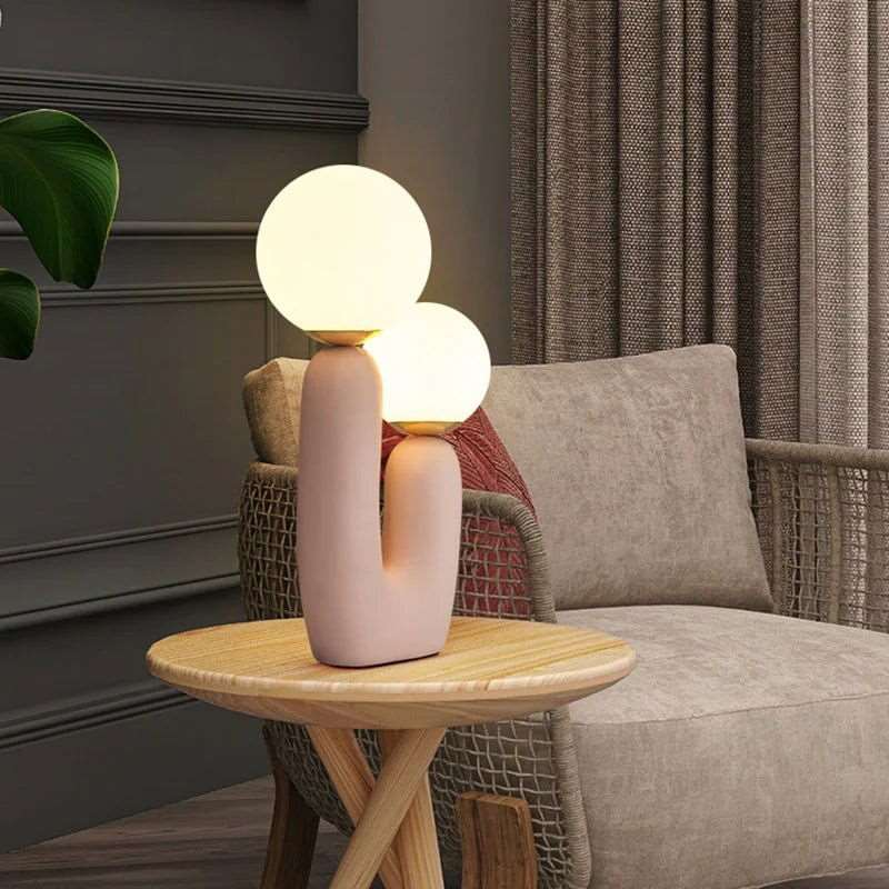 Burdor Modern Pink Base Table Lamp with Frosted Glass Shade - Includes G9 LED Bulbs