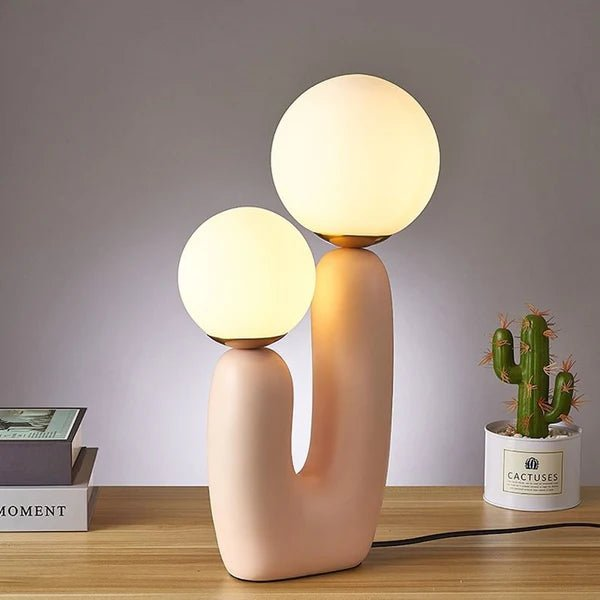 Burdor Modern Pink Base Table Lamp with Frosted Glass Shade - Includes G9 LED Bulbs