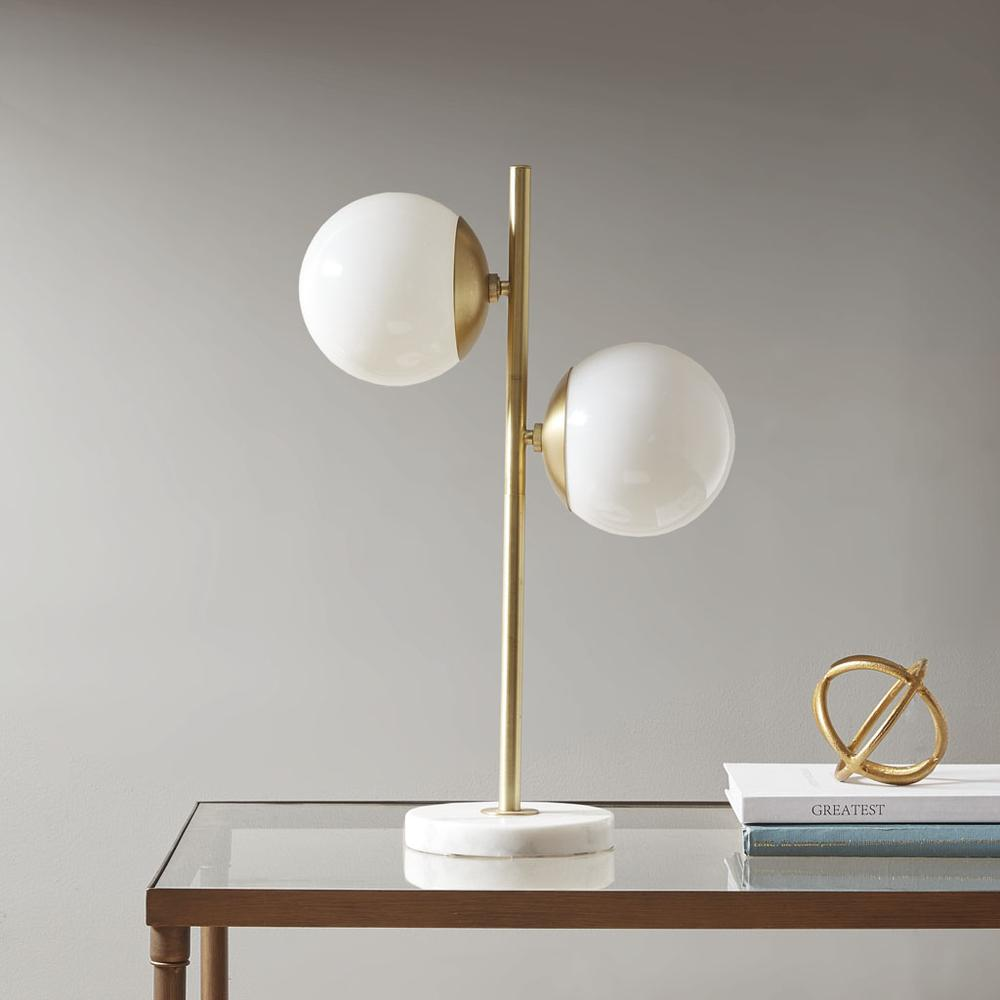 Modern Marble Base Table Lamp | Gold Finish | INK+IVY Holloway - Elevate Your Space