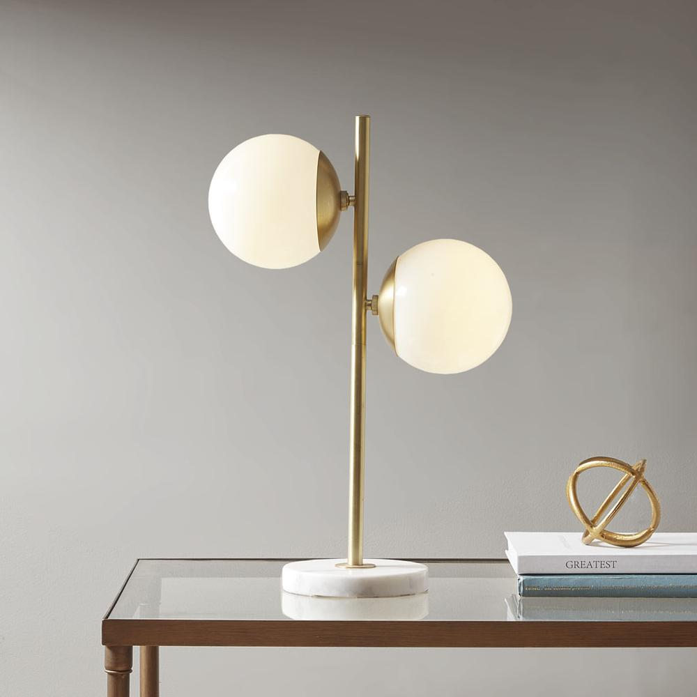 Modern Marble Base Table Lamp | Gold Finish | INK+IVY Holloway - Elevate Your Space