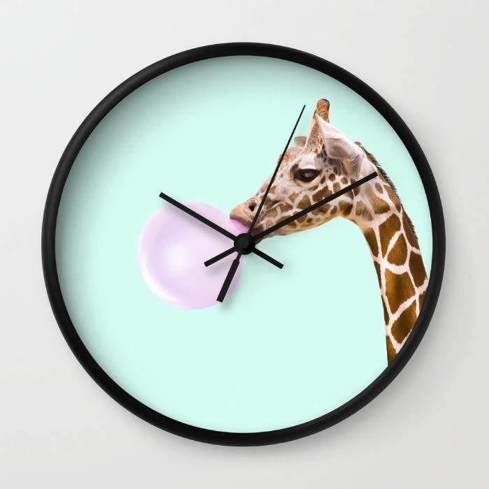 GIRAFFE Wall Clock - 10" Stylish Diameter Timepiece - Black or White Frame, High-Impact Plexiglass Crystal Face, Easy Hanging Hook - Battery Included