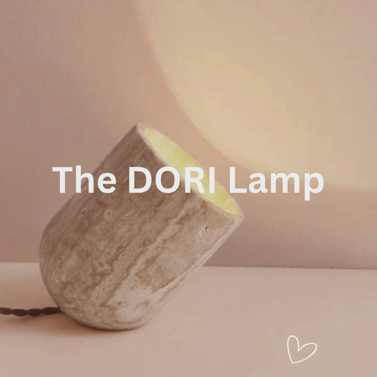 Dori Table Lamp - Handcrafted Yellow Travertine with Pure Wood Edge | Elegant Natural Design