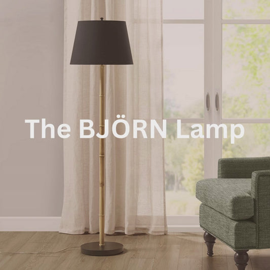 The BJÖRN Lamp - Elegant 60" Metal Bamboo Floor Lamp - Martha Stewart Lily Pond Collection